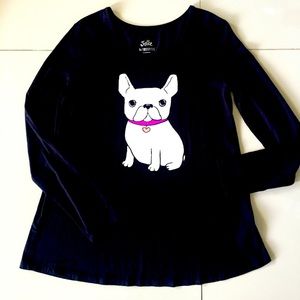 Justice Long Sleeve T- Shirt . Black with White Animal Design. Girls size 16.